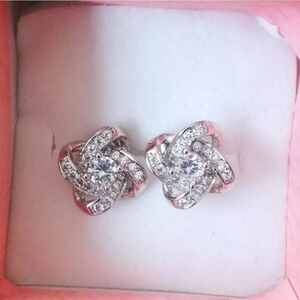 Silver Crystal Stud Earrings